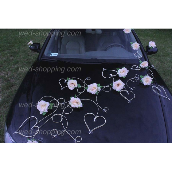 Autoschmuck für Hochzeit Lemon Rosen und Herzen