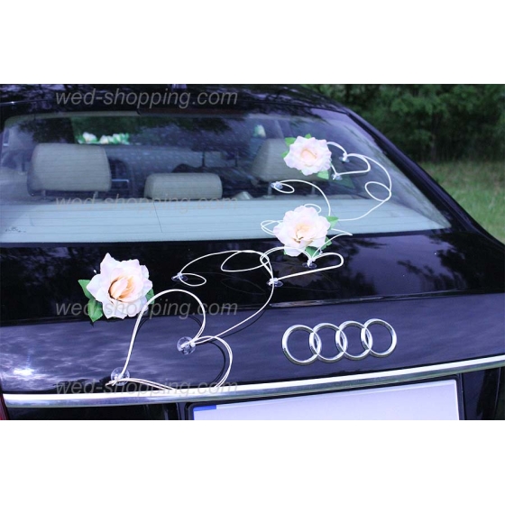 Autoschmuck für Hochzeit Lemon Rosen und Herzen