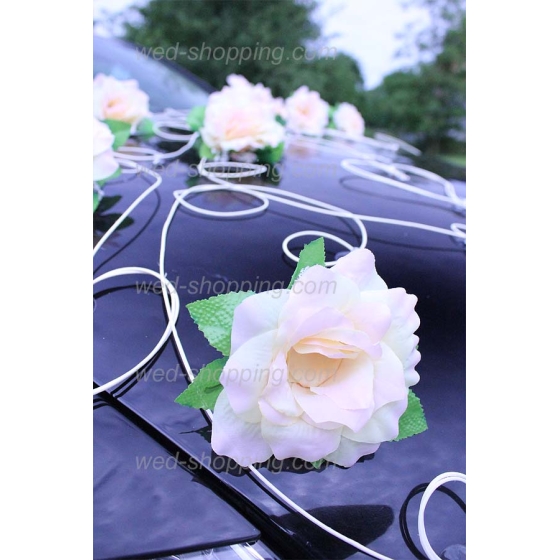Autoschmuck für Hochzeit Lemon Rosen und Herzen