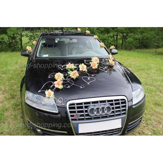 Autoschmuck für Hochzeit SALMON Rosen