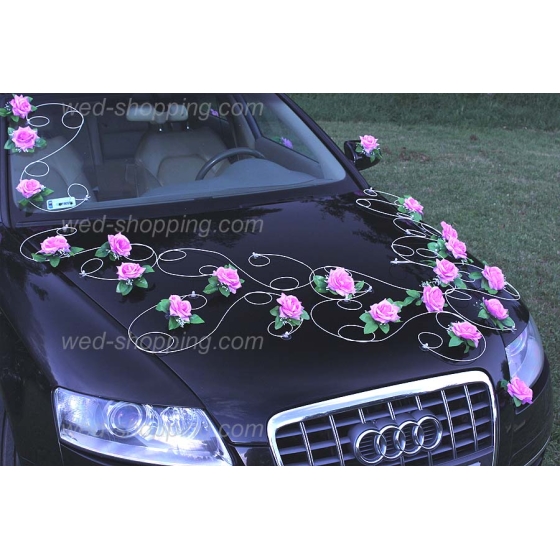 Autoschmuck für das Hochzeitsauto Mauve Rosen