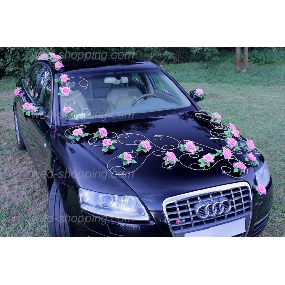 Autoschmuck für das Hochzeitsauto Mauve Rosen