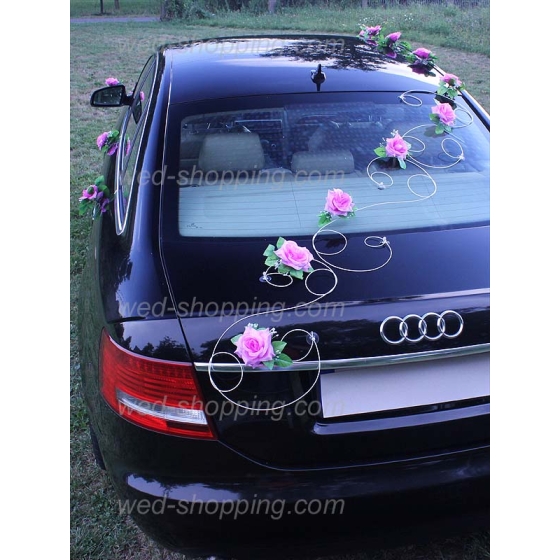 Autoschmuck für das Hochzeitsauto Mauve Rosen