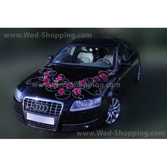 Hochzeitsauto Schmuck Burgund Rosen