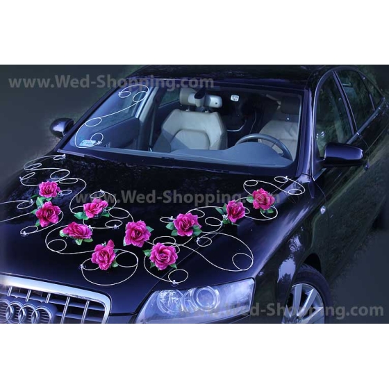 Hochzeitsauto Schmuck Burgund Rosen