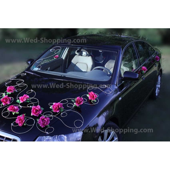 Hochzeitsauto Schmuck Burgund Rosen
