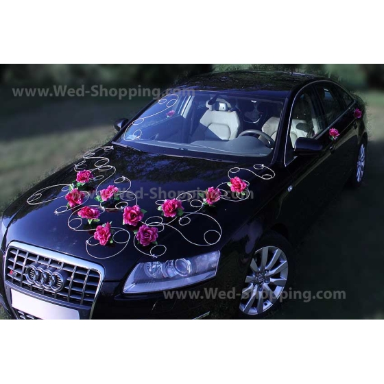Hochzeitsauto Schmuck Burgund Rosen