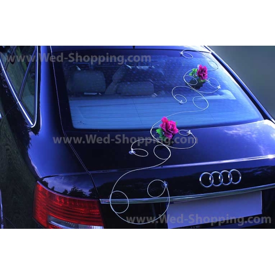 Hochzeitsauto Schmuck Burgund Rosen