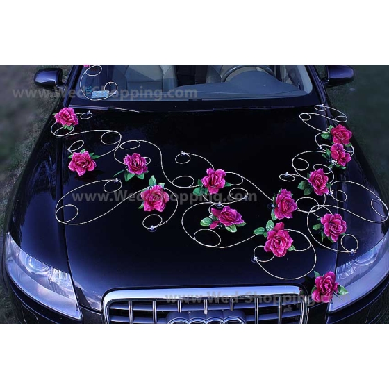 Autoschmuck Hochzeit Burgund Rosen