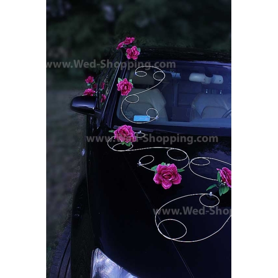 Autoschmuck Hochzeit Burgund Rosen