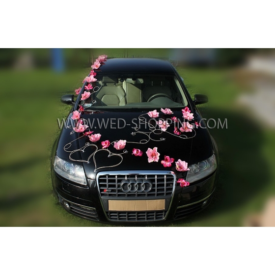 Autoschmuck Hochzeit Rosa Magnolias und Orchideen