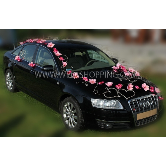 Autoschmuck Hochzeit Rosa Magnolias und Orchideen