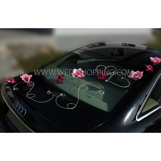 Autoschmuck Hochzeit Rosa Magnolias und Orchideen