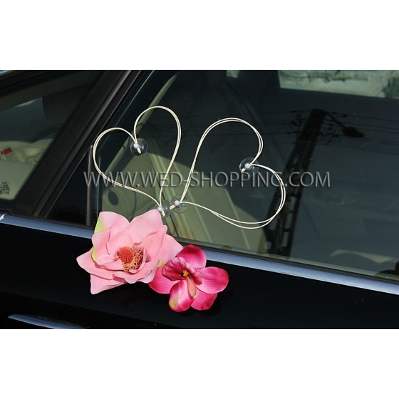Autoschmuck Hochzeit Rosa Magnolias und Orchideen
