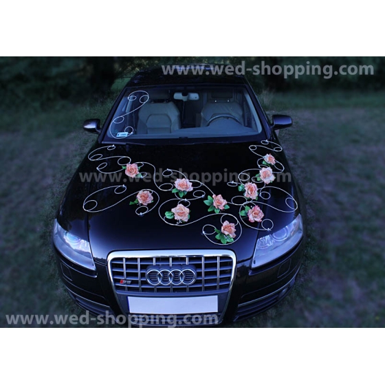Hochzeitsauto Schmuck Salmon Rosen