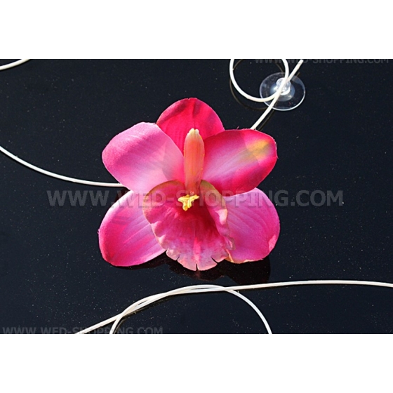 Autoschmuck für Hochzeit dunkel rosa Orchideen