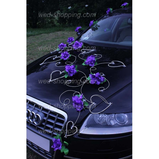Autoschmuck für Hochzeit  Rosen Lila Violett