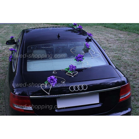 Autoschmuck für Hochzeit  Rosen Lila Violett