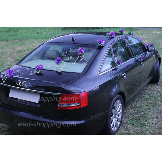 Autoschmuck für Hochzeit  Rosen Lila Violett