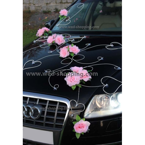 Autoschmuck Rosa Rosen und Herzen