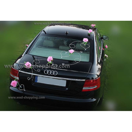 Autoschmuck Rosa Rosen und Herzen