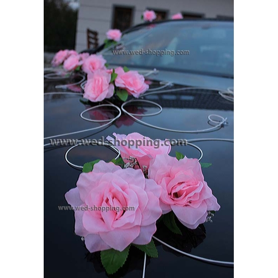 Autoschmuck Rosa Rosen und Herzen