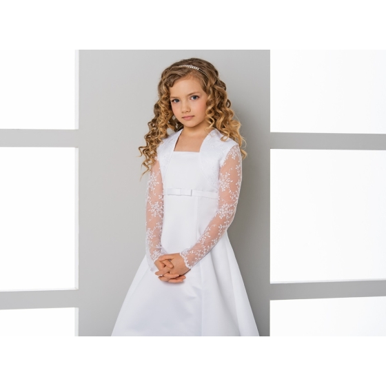 Bolero aus Satin und Ärmeln aus Spitze