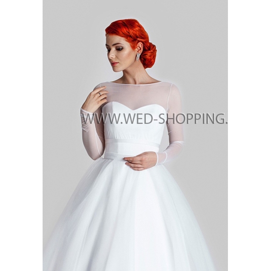 Stretchtüll  Braut bolero für Hochzeit Lange Ärmeln zurück Befestigungs - knöpfe