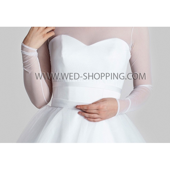 Stretchtüll  Braut bolero für Hochzeit Lange Ärmeln zurück Befestigungs - knöpfe