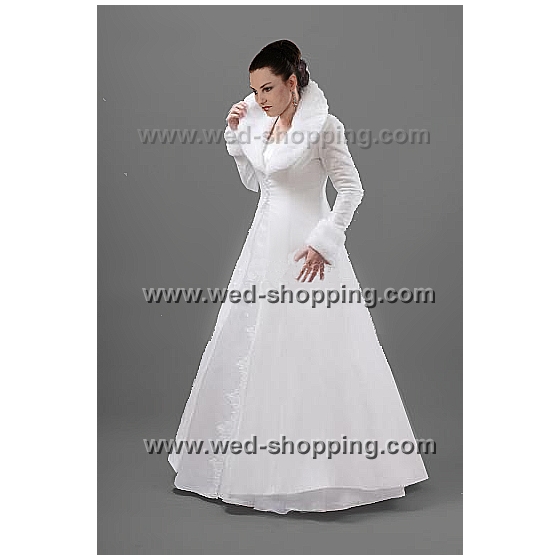 Luxus Brautmantel Taft mit Fellkragen