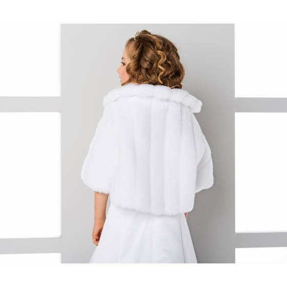 Cape mit Ärmeln und Kragen für Kommunion - Fellimitat