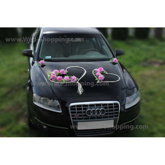 Autodekoration Hochzeit Mauve Roses Rattanherz