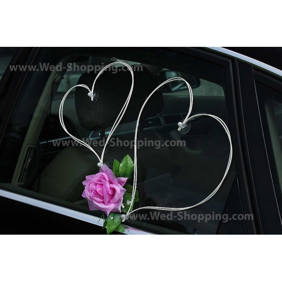 Autodekoration Hochzeit Mauve Roses Rattanherz