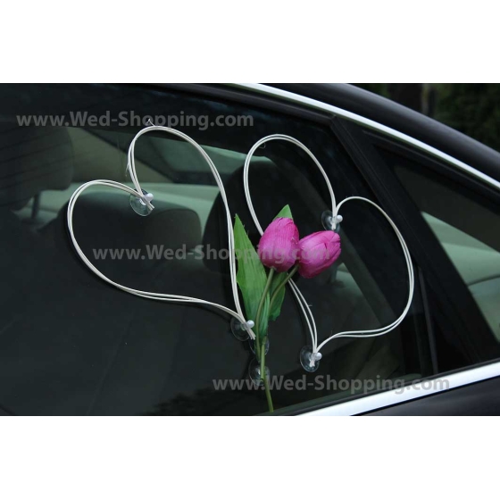 Lila Tulpen Autoschmuck Hochzeitsauto