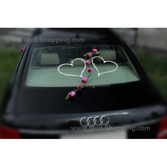 Lila Tulpen Autoschmuck Hochzeitsauto