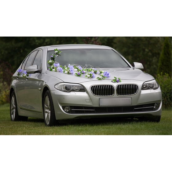 Dekoration für Hochzeitsauto Lila-Blau und Ivory