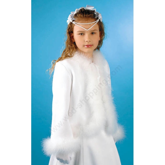 Jacke für die Erstkommunion aus Fleece und Marabou-Federn