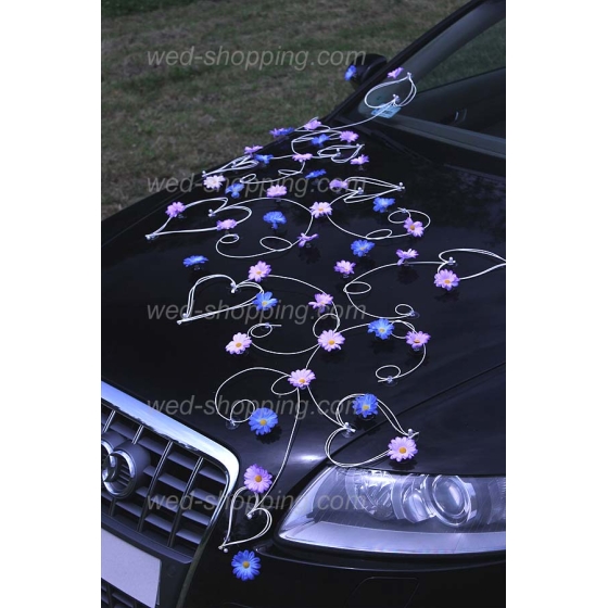 Hochzeitsschmuck für Auto violet-blau Gänseblümchen