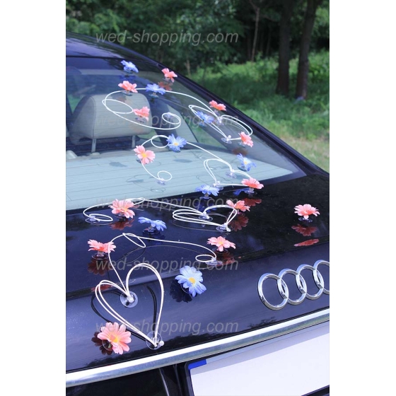 Hochzeitsschmuck für Auto violet-blau Gänseblümchen