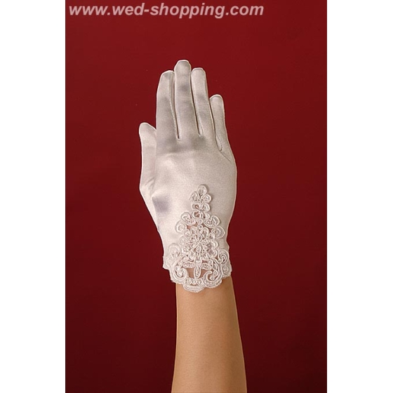 Kurze Brauthandschuhe - mit Muster verziert