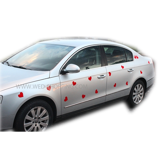 Magnetherzen Dekoration für das Brautpaarauto