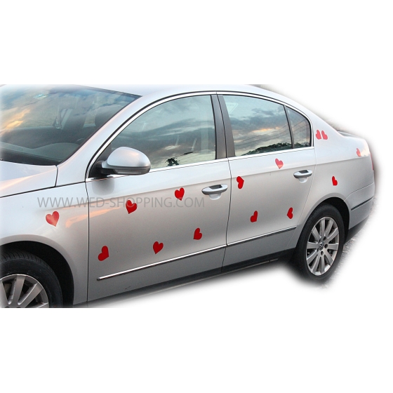 Magnetherzen Dekoration für das Brautpaarauto