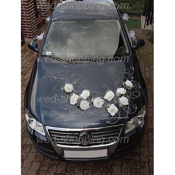 Hochzeitsauto Deko Weiße Rosen
