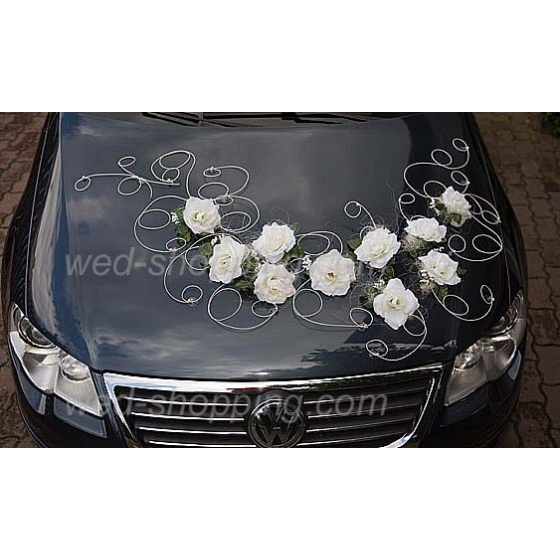 Hochzeitsauto Deko Weiße Rosen
