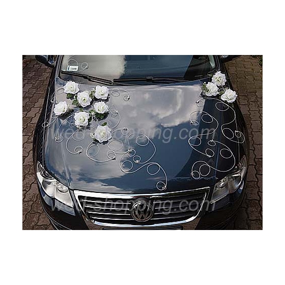 Hochzeitsauto Deko Weiße Rosen