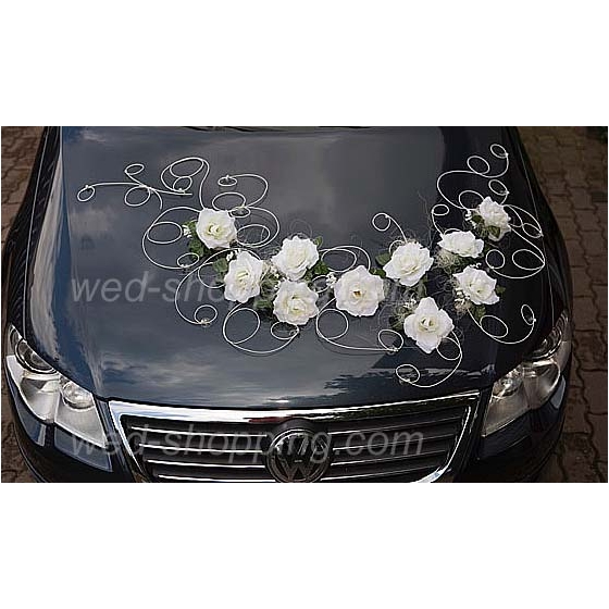 Hochzeitsauto Deko Weiße Rosen