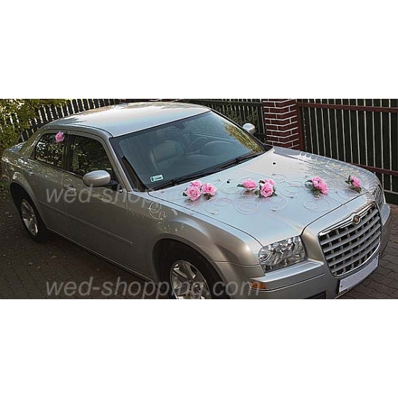 Hochzeitsauto Deko rosa Rosen