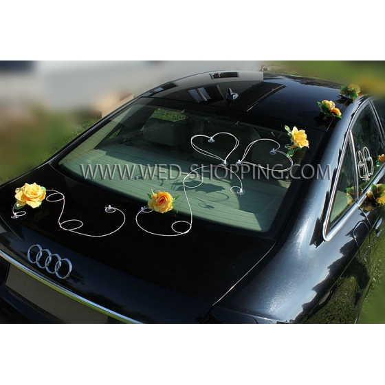 Gelbe Rosen Autoschmuck Hochzeit