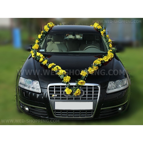 Autoschmuck Girlande gelbe Rosen