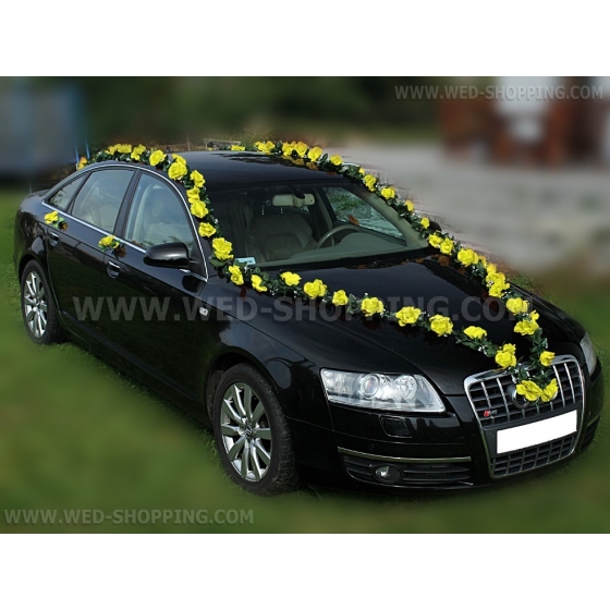 Autoschmuck Girlande gelbe Rosen